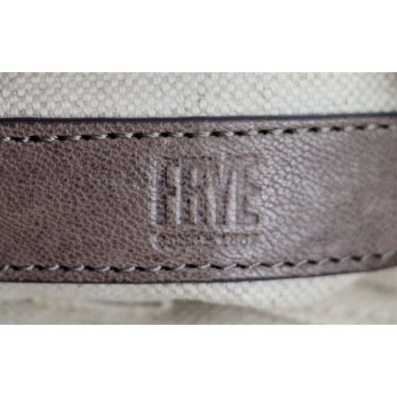 LARGE Frye TAN BROWN GENUINE LEATHER LOGO SHOULDER BAG HOBO TOTE HANDBAG PURSE - Picture 10 of 14